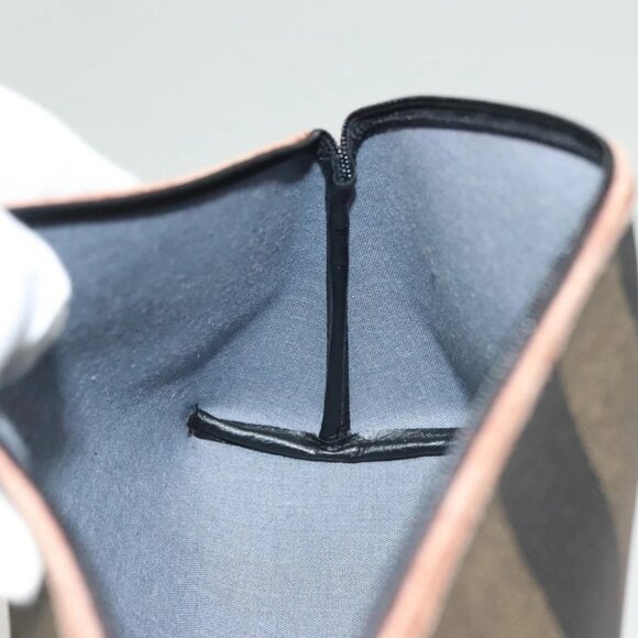 FENDI Pecan Canvas Pouch Black Brown gold Auth - Picture 14 of 15